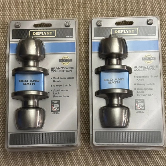 DEFIANT Other - 2 Packs - Defiant Brandywine Stainless Steel Bed And Bath Door Knob - 332-208